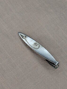 Vintage Anson Sterling Silver Tie Clip Engraved Botanical MCM